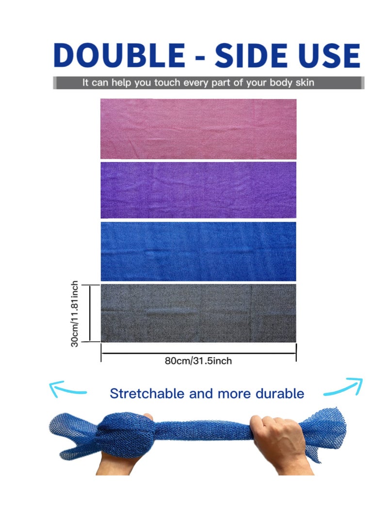 African Exfoliating Net, 4 Pieces African Net Sponge, Nylon African Bathing Sponge Net, African Net Long Net Bath Sponge Shower Body Scrubber Back Scrubber Skin Smoother(Black,Blue,Pink,Purple) - Image 2